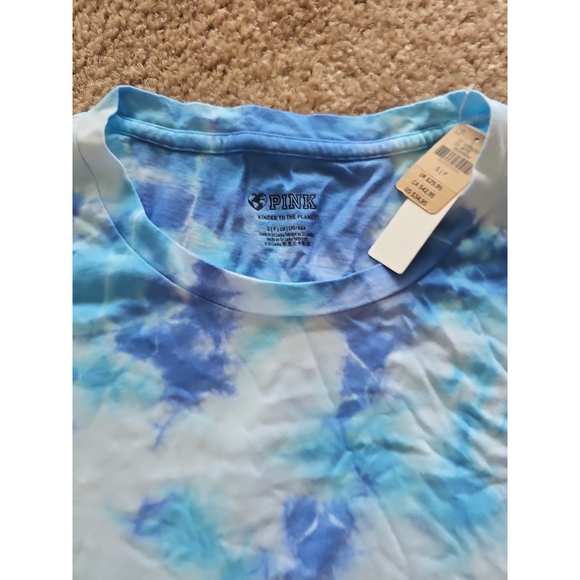 Victoria’s Secret PINK Campus Crew Neck Short Sleeve T-Shirt Top SMALL Tie-Dye - Picture 2 of 3